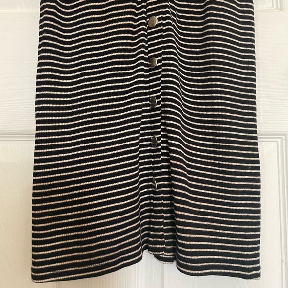 Black & White Short Sleeve Striped Bodycon Mini Dress with Buttons - Picture 4 of 7